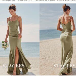 Olive Trumpet/Mermaid Scoop Neck Sleeveless Floor Length